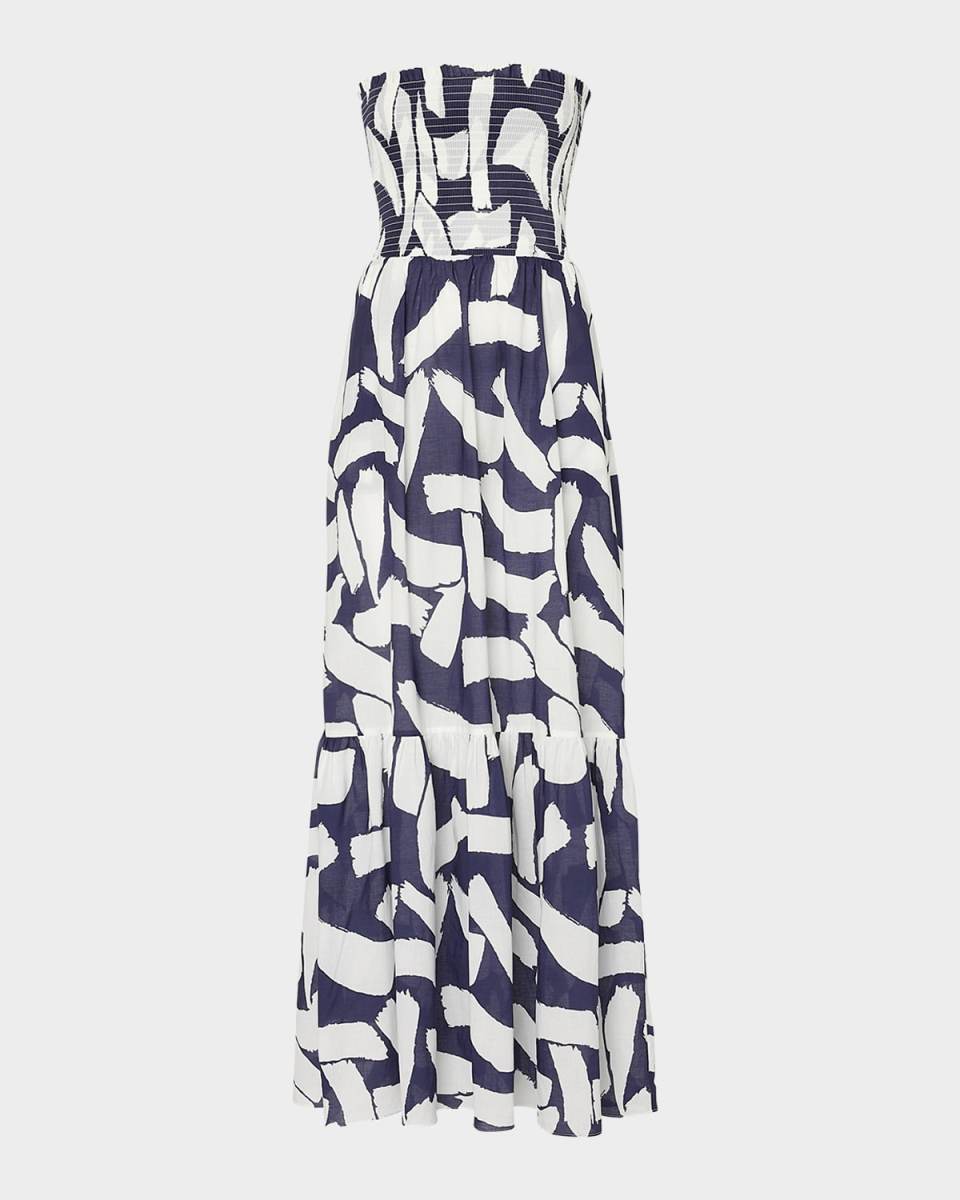 Olen Strapless Cotton Voile Maxi Dress